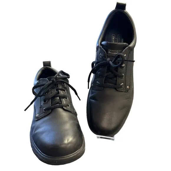 Skechers Rilar Lace Up Plain Toe Casual Shoes Size 12 Black Relaxed Fit