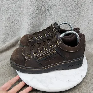 Skechers Shoes Womens Size 9 Brown Leather Vintage Chunky Lace Up Boots *Read*
