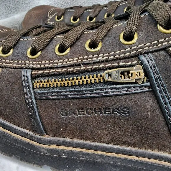 Skechers Shoes Womens Size 9 Brown Leather Vintage Chunky Lace Up Boots *Read*
