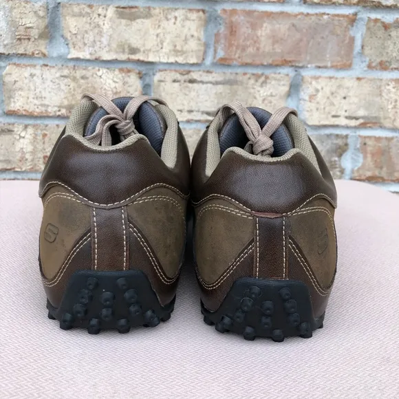 Skechers Sneakers 61751 Mens Brown Leather Lace Up Low Top Trainers Shoes 14