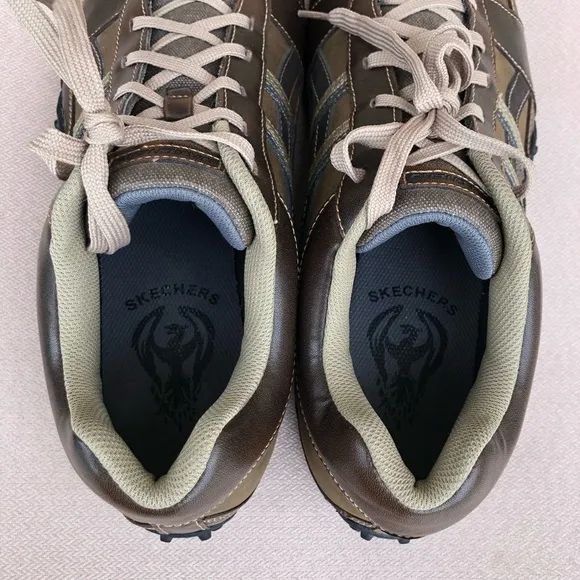 Skechers Sneakers 61751 Mens Brown Leather Lace Up Low Top Trainers Shoes 14