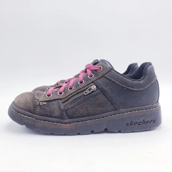 Skechers Vintage Y2K 90s Shoes Women's 7 Brown Leather Chunky Platform Oxford