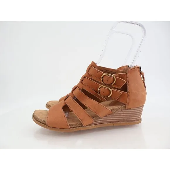 Sofft Iris Caged Sandals Size 9.5 Brown Leather Gladiator Wedge Straps Comfy