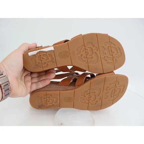 Sofft Iris Caged Sandals Size 9.5 Brown Leather Gladiator Wedge Straps Comfy