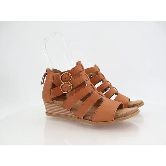 Sofft Iris Caged Sandals Size 9.5 Brown Leather Gladiator Wedge Straps Comfy