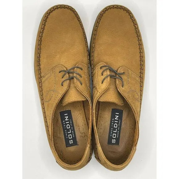 Soldini Mens Lace Up Leather Shoes Brown Size 10‎ Moccasins