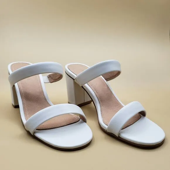 SOLUDOS Ines Heels Cushioned All White Women's Size 5/35.5 Straps summer Sandals