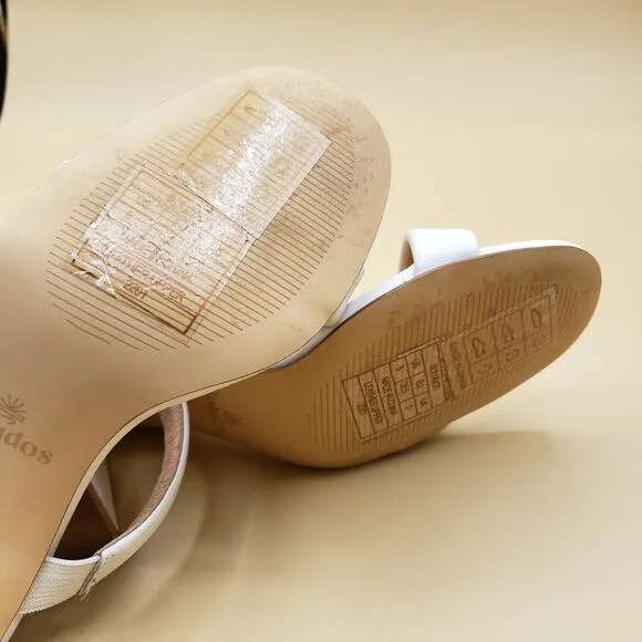 SOLUDOS Ines Heels Cushioned All White Women's Size 5/35.5 Straps summer Sandals