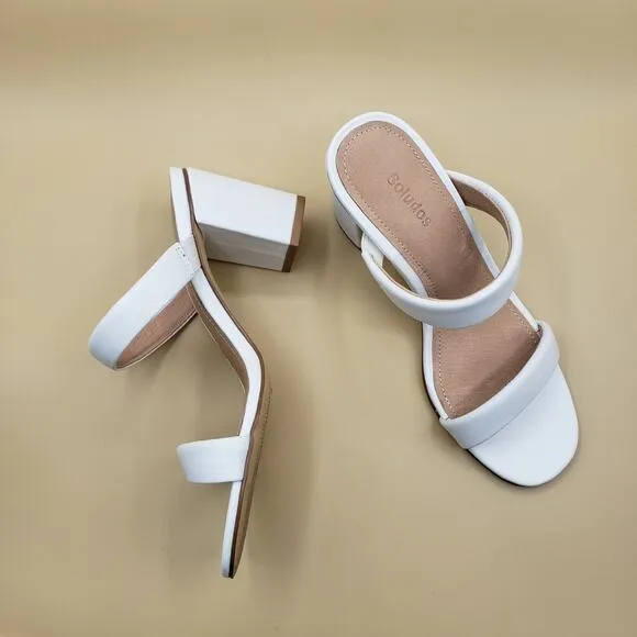 SOLUDOS Ines Heels Cushioned All White Women's Size 5/35.5 Straps summer Sandals