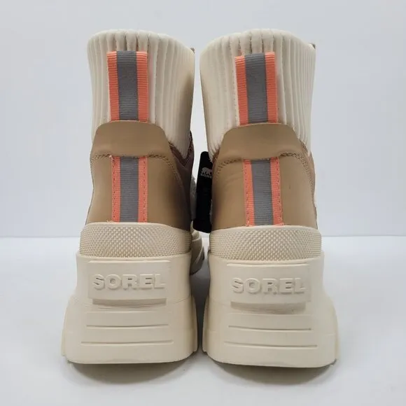 Sorel Brex Leather &amp; Faux Shearling Women's Beige Cream Boots US Size 9.5 NWT
