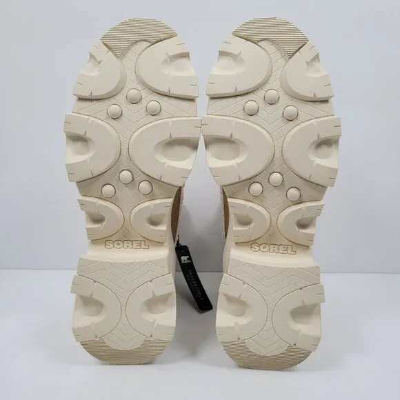 Sorel Brex Leather &amp; Faux Shearling Women's Beige Cream Boots US Size 9.5 NWT