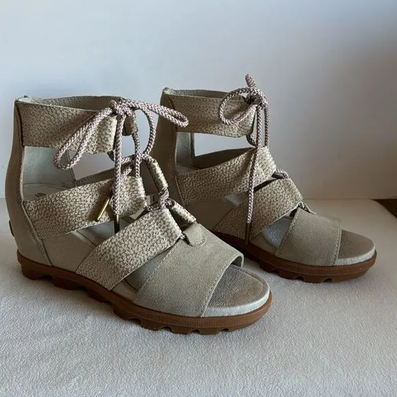 Sorel lace up ankle wedge sandals