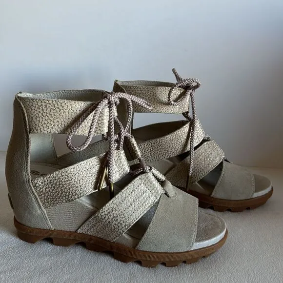 Sorel lace up ankle wedge sandals