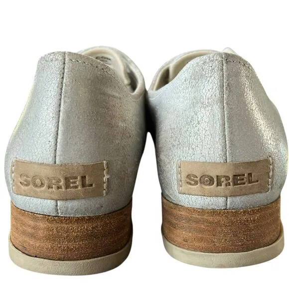 Sorel Major Oxford Shoes 8 Sea Salt White Slip On Cap Toe Leather Loafer Classic