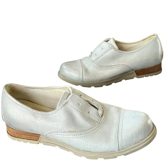 Sorel Major Oxford Shoes 8 Sea Salt White Slip On Cap Toe Leather Loafer Classic