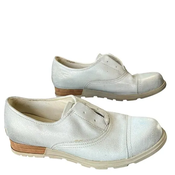 Sorel Major Oxford Shoes 8 Sea Salt White Slip On Cap Toe Leather Loafer Classic