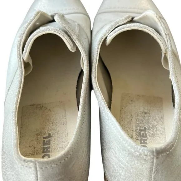 Sorel Major Oxford Shoes 8 Sea Salt White Slip On Cap Toe Leather Loafer Classic