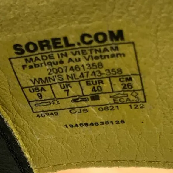 Sorel Olive Green Shade Black Two Straps Wedge Sandals Womens Size 9