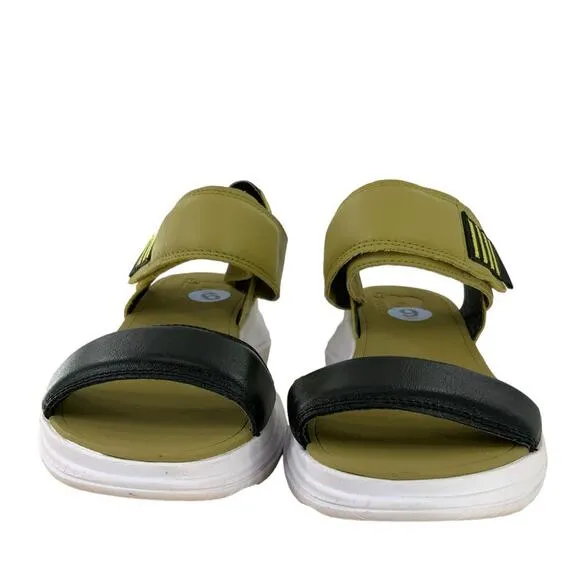 Sorel Olive Green Shade Black Two Straps Wedge Sandals Womens Size 9