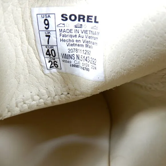 SOREL Ona Ave Penny Chunky Platform Loafer Mule Size 9 Cream White Leather NEW