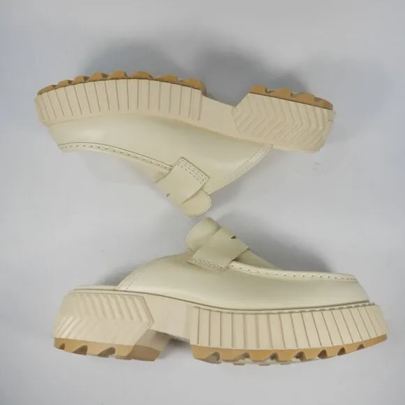 SOREL Ona Ave Penny Chunky Platform Loafer Mule Size 9 Cream White Leather NEW