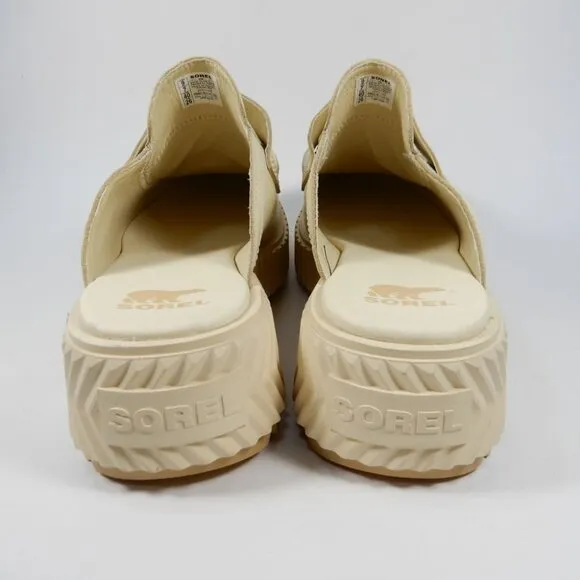 SOREL Ona Ave Penny Chunky Platform Loafer Mule Size 9 Cream White Leather NEW