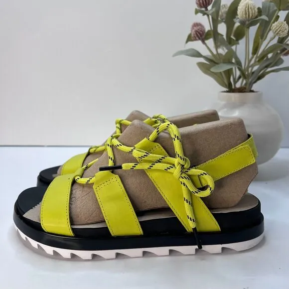 Sorel Roaming Lace Leather Sandals Bolt Green Black Women's 8 NWOB