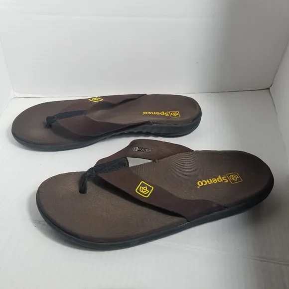 SPENCO MEN'S BROWN FLIP FLOP SANDALS SIZE 10