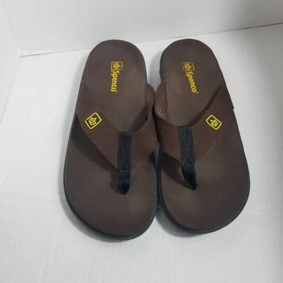 SPENCO MEN'S BROWN FLIP FLOP SANDALS SIZE 10
