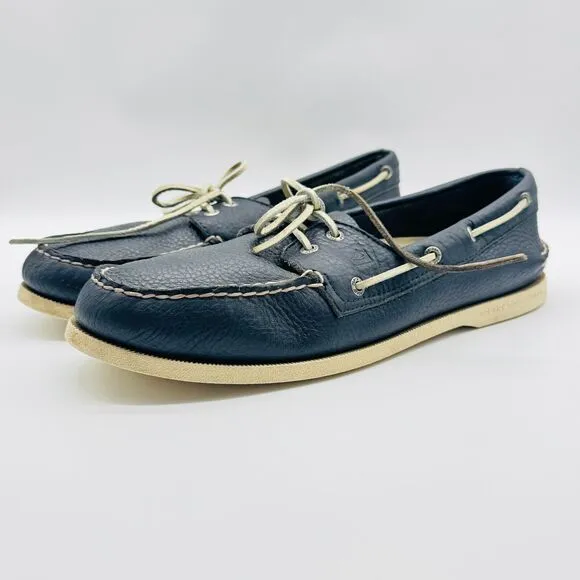 Sperry Loafers Mens 12 Blue Leather Boat Deck Slip On Casual Moccasins Shoes