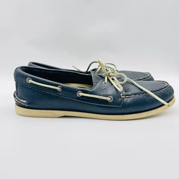 Sperry Loafers Mens 12 Blue Leather Boat Deck Slip On Casual Moccasins Shoes
