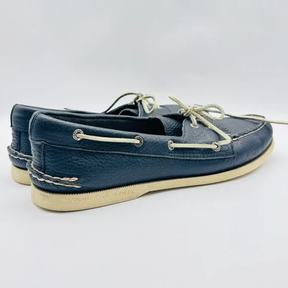 Sperry Loafers Mens 12 Blue Leather Boat Deck Slip On Casual Moccasins Shoes