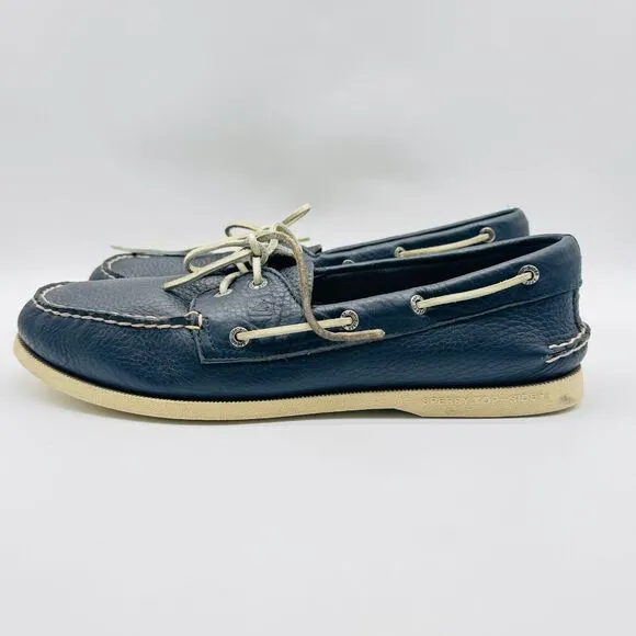 Sperry Loafers Mens 12 Blue Leather Boat Deck Slip On Casual Moccasins Shoes
