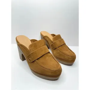 Splendid Shoes Vina Platform Clogs Size 10 Tan Suede Slip On Heel New