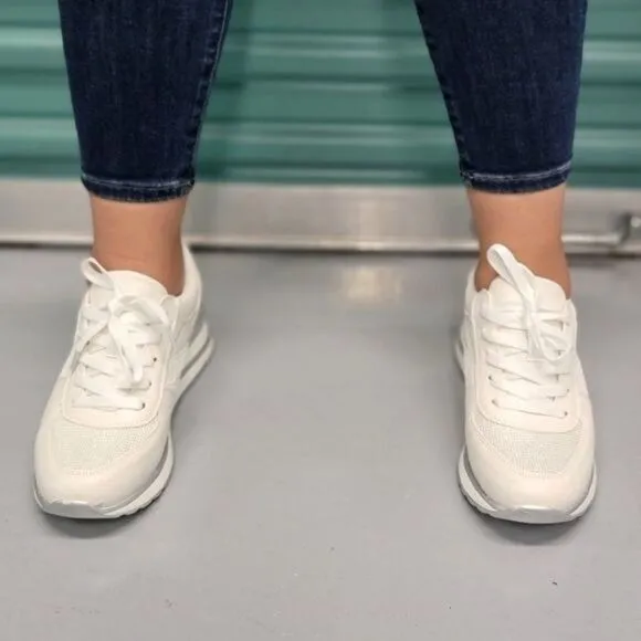 Sports Women's Lace-up White Sneakers