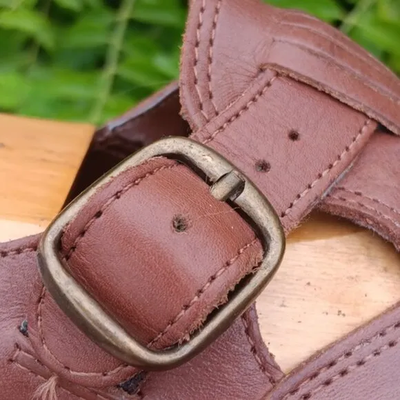 STACEY ADAMS Men's Vintage Brown Woven Genuine Leather Sandal Moccasins