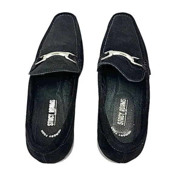 Stacy Adams Mens Newcomb Moc Toe Bit Loafer Black Suede 7.5 M Pre-Owned