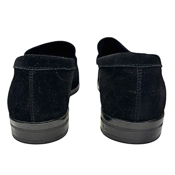 Stacy Adams Mens Newcomb Moc Toe Bit Loafer Black Suede 7.5 M Pre-Owned