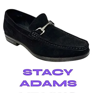 Stacy Adams Mens Newcomb Moc Toe Bit Loafer Black Suede 7.5 M Pre-Owned