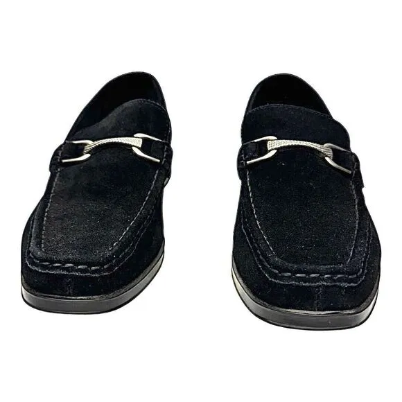 Stacy Adams Mens Newcomb Moc Toe Bit Loafer Black Suede 7.5 M Pre-Owned