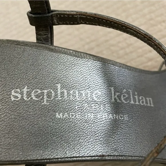 Stephane Kelian Gray High-Heeled Sandals with Crisscross Straps