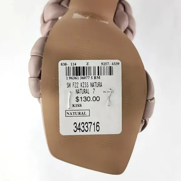 Steve Madden Women's Henley Taupe Heeled Puffy Braided Sandal Square Toe Sz 7M
