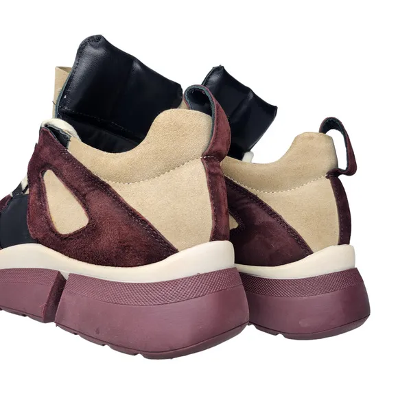 Steven by Steven Madden Shoes Womens 37 6.5 Chunky Tan Brown Faux Suede Sneakers