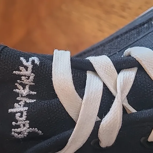 Sticky Kicks kids 2 black white lace up velcro sided canvas athletic sneakers