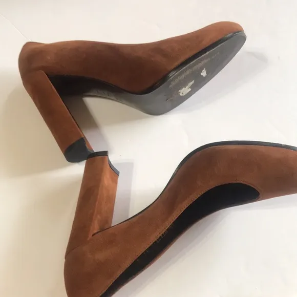 Stuart Weitzman Amaretto Chunky High Heel  Pump Designer Shoe Luxury Suede