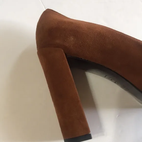 Stuart Weitzman Amaretto Chunky High Heel  Pump Designer Shoe Luxury Suede