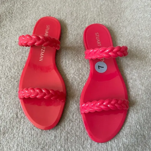 Stuart Weitzman” Braida” Sawyer Jelly with Braided Straps Sandals|Orchid pink ~7