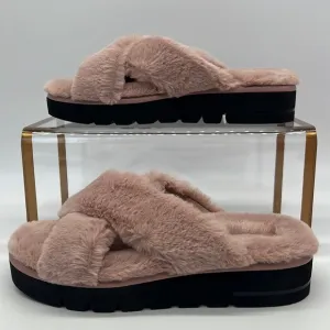 Stuart Weitzman NWB Women's Roza Lift Faux Fur Slide Sandals Wisteria