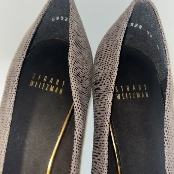 Stuart Weitzman Solar Goosebump Napa Leather Pump Heels Funghi Brown Women 10 N