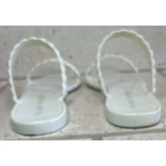 Stuart Weitzman BRAIDA SAWYER JELLY SANDAL White Braided Straps Slide Size 8